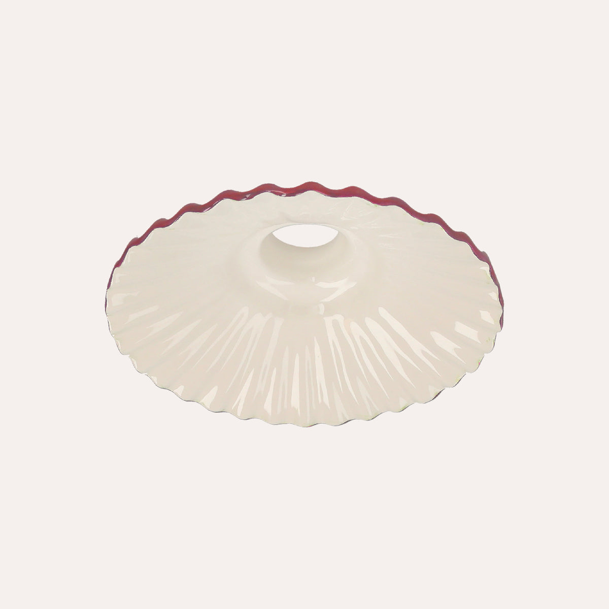 Paralume in Ceramica Bianca con Bordo Rosa - Made in Italy diametro cm 20