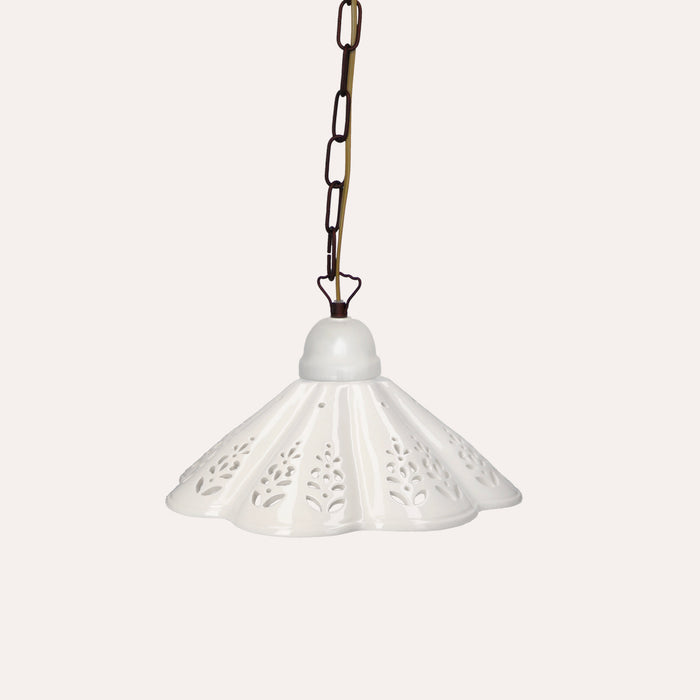 Lampadario a Sospensione in Ceramica Bianca Rustica