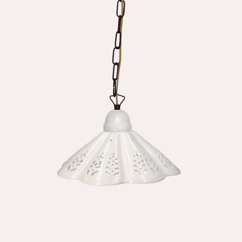 Lampadario a Sospensione in Ceramica Bianca Rustica