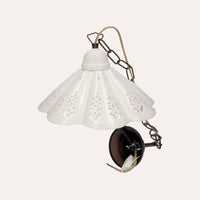 Lampadario a Sospensione in Ceramica Bianca Rustica
