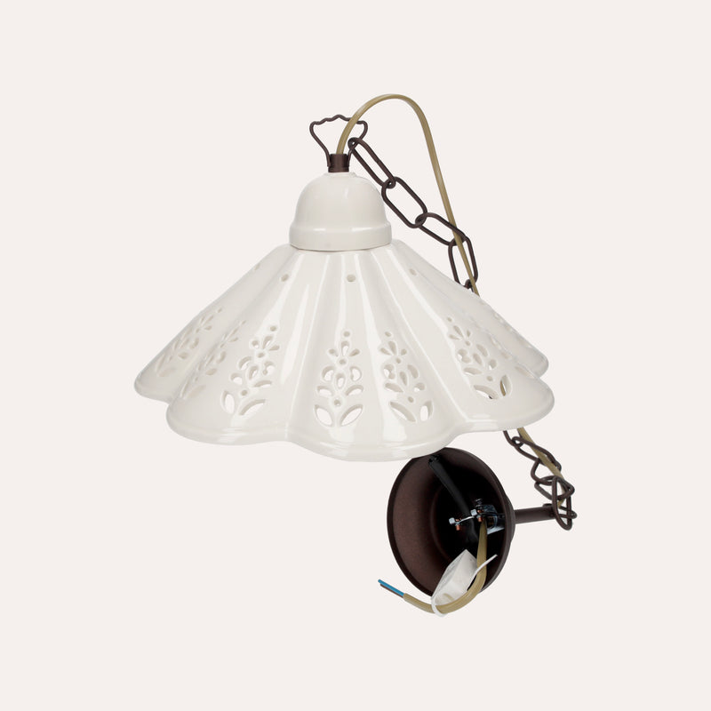 Lampadario a Sospensione in Ceramica Bianca Rustica
