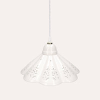 Lampadario a Sospensione Ceramica Bianca Traforata 30 cm - Charm Rustico