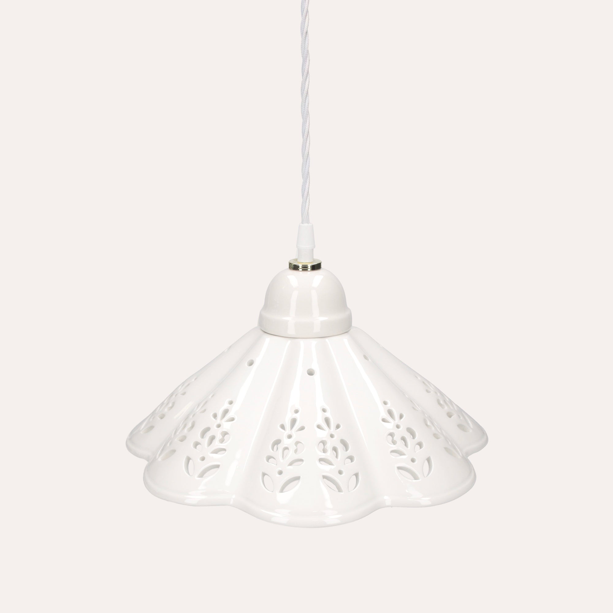 Lampadario a Sospensione Ceramica Bianca Traforata Ø 30 cm