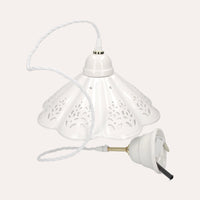 Lampadario a Sospensione Ceramica Bianca Traforata 30 cm - Charm Rustico