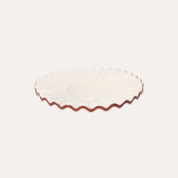 Paralume in Ceramica Ondulato Bianco con Bordo Marrone – 100% Made in Italy, Ø 39 cm