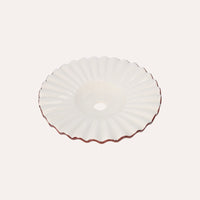 Paralume in Ceramica Ondulato Bianco con Bordo Marrone – 100% Made in Italy, Ø 39 cm