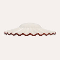 Paralume in Ceramica Ondulato Bianco con Bordo Marrone – 100% Made in Italy, Ø 39 cm