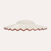 Paralume in Ceramica Ondulato Bianco con Bordo Rosa , made in Italy, Ø 39 cm