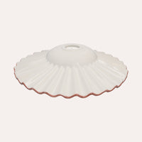 Paralume in Ceramica Ondulato Bianco con Bordo Rosa , made in Italy, Ø 39 cm