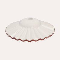 Paralume in Ceramica Ondulato Bianco con Bordo Marrone – 100% Made in Italy, Ø 39 cm