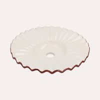 Paralume in Ceramica Ondulato Bianco con Bordo Marrone – 100% Made in Italy, Ø 39 cm