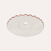 Paralume in Ceramica Ondulato Bianco con Bordo Rosa , made in Italy, Ø 39 cm