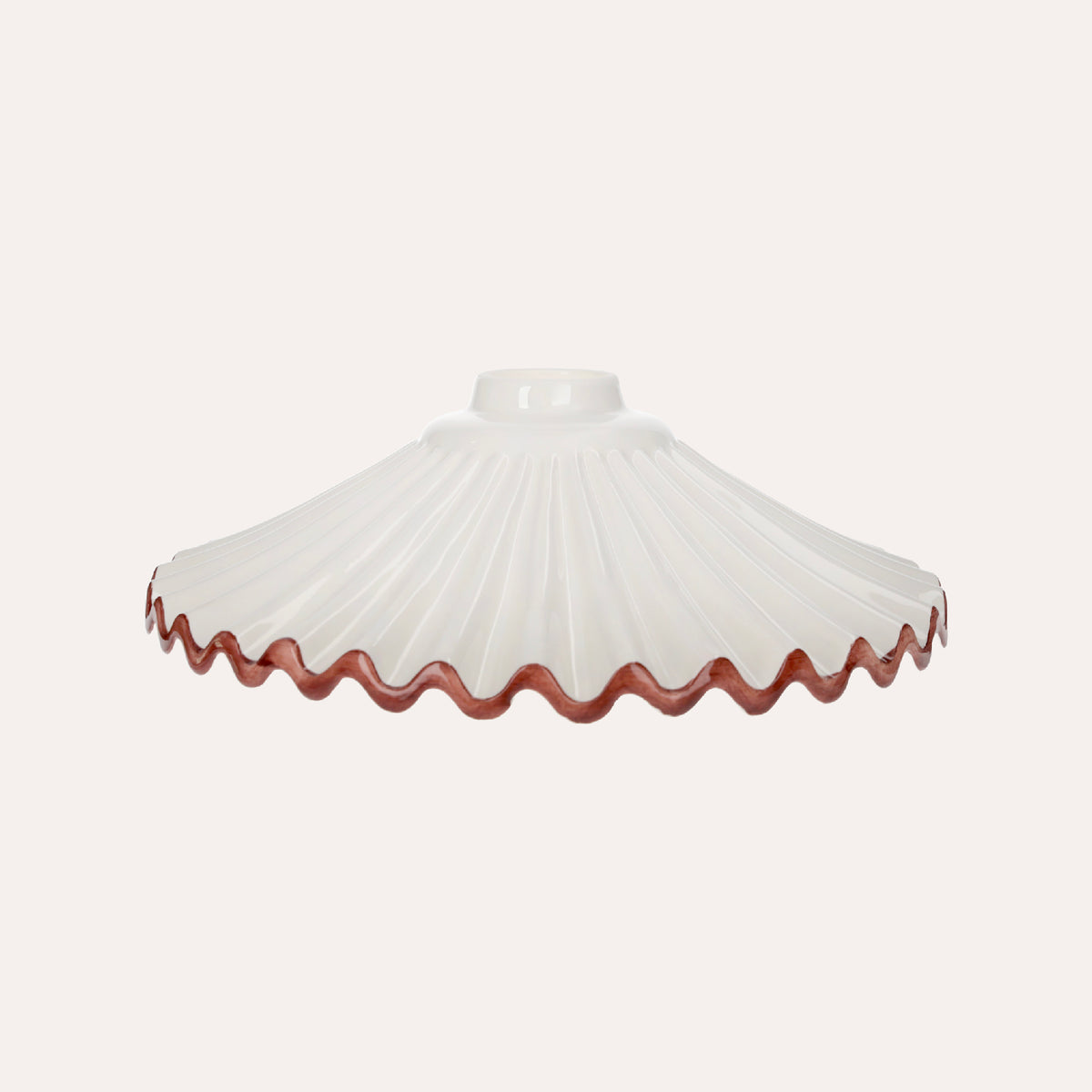 Paralume Rustico Ceramica Bianca con Bordo Marrone 30 cm, made in Italy