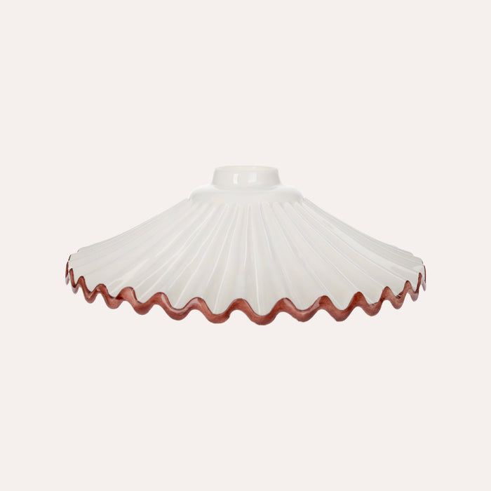 Paralume Rustico Ceramica Bianca con Bordo Marrone 30 cm, made in Italy