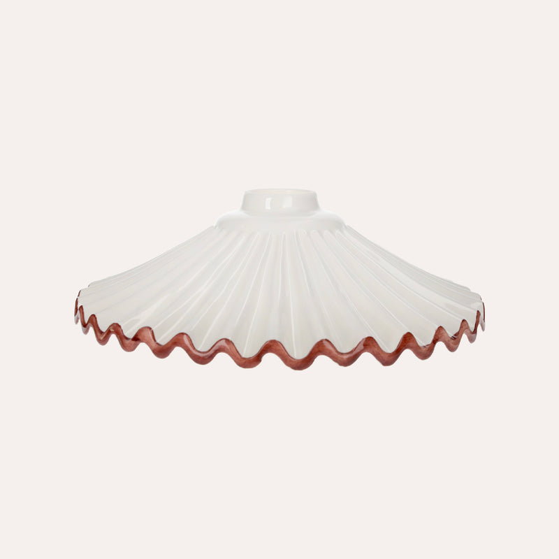 Paralume Rustico Ceramica Bianca con Bordo Marrone 30 cm, made in Italy