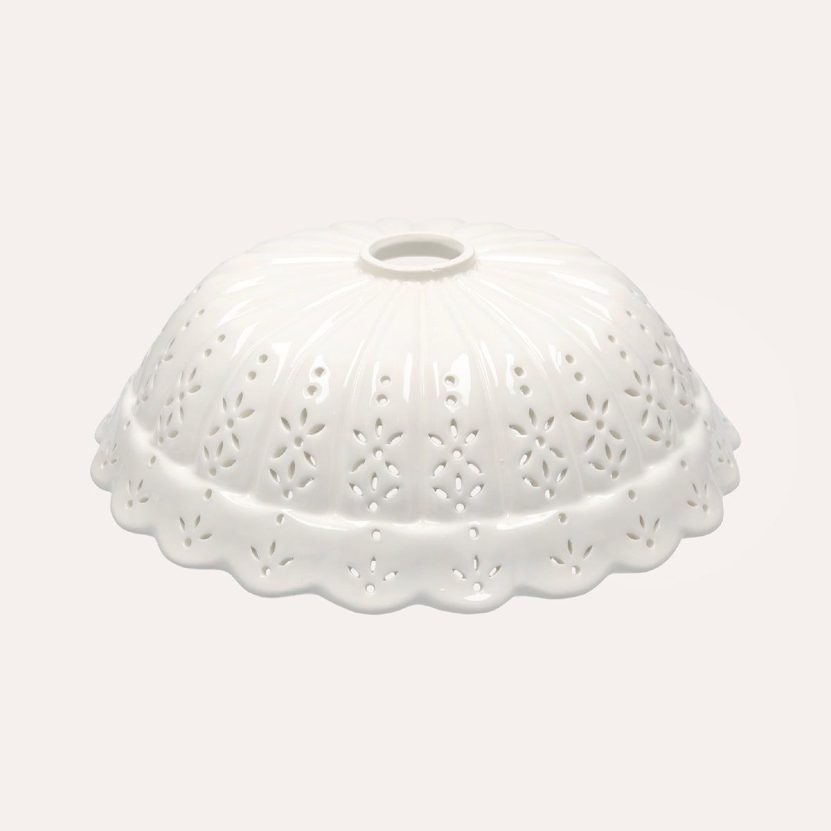 Paralume Ceramica Bianca Traforata, diametro cm 32, made in Italy