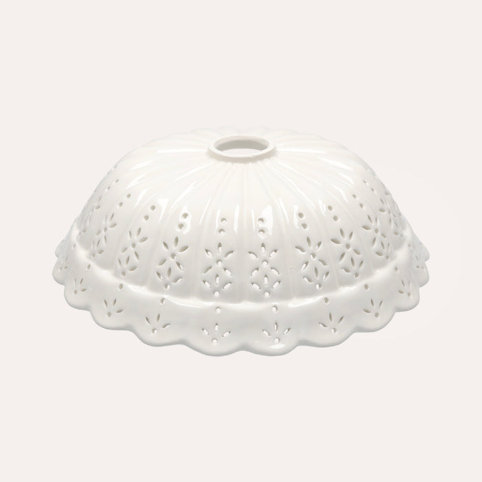 Paralume Ceramica Bianca Traforata, diametro cm 32, made in Italy
