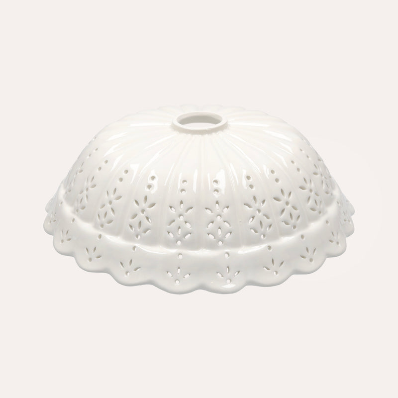 Paralume Ceramica Bianca Traforata, diametro cm 32, made in Italy