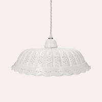 Lampadario a Sospensione in Ceramica Bianca Traforata  - Made In Italy