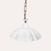 Lampadario a Sospensione in Ceramica Bianca Traforata Artigianale