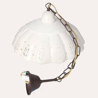 Lampadario a Sospensione in Ceramica Bianca Traforata Artigianale