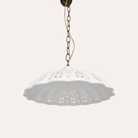 Lampadario a Sospensione in Ceramica Bianca Traforata Artigianale