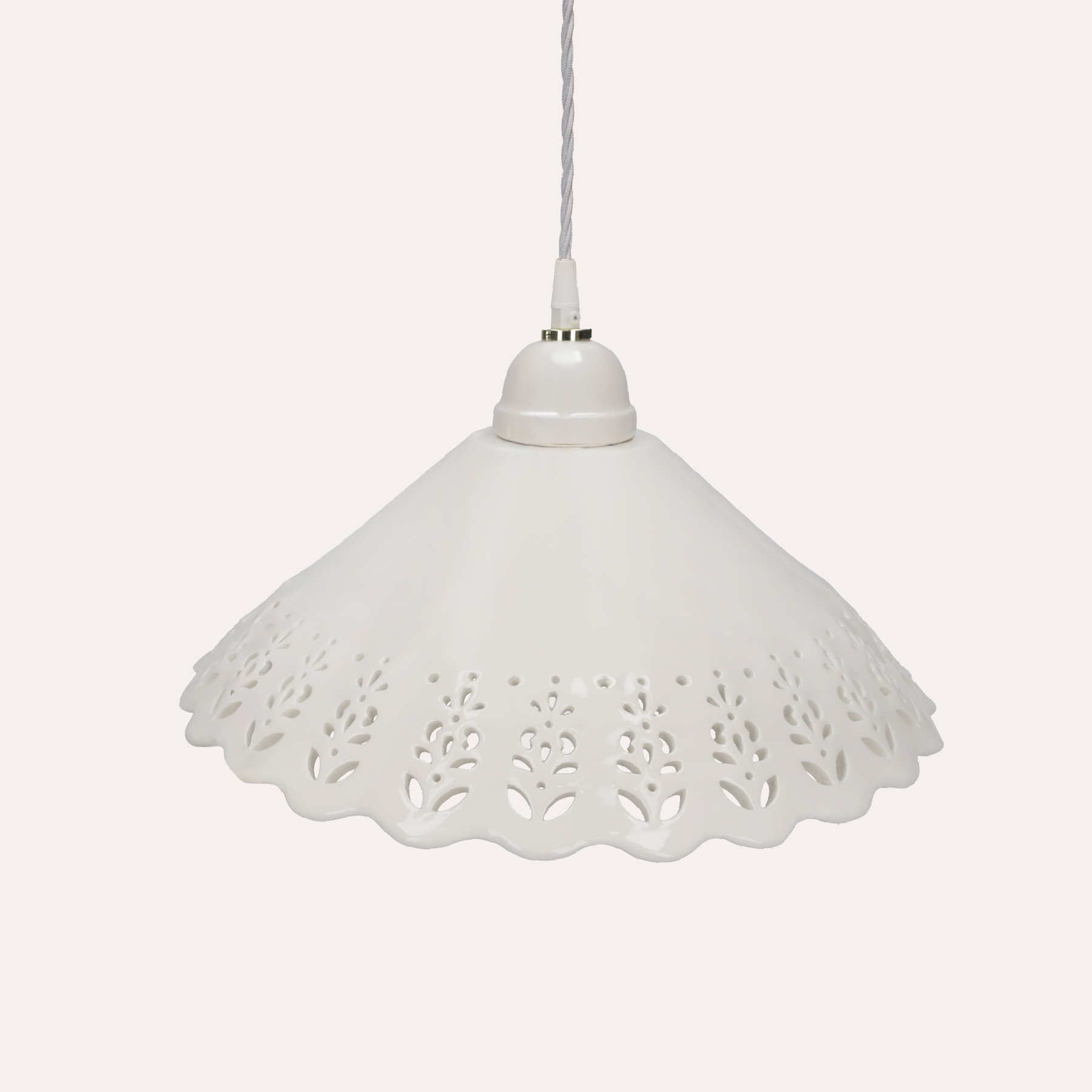 Lampadario a Sospensione Ceramica Bianca Traforata Ø 40 cm