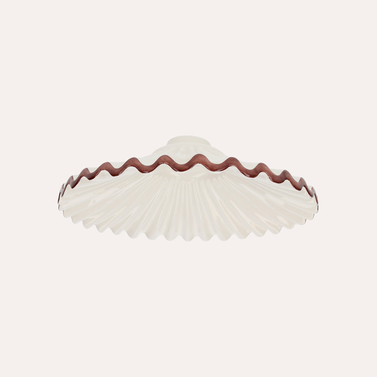 Paralume Rustico Ceramica Bianca con Bordo Marrone 30 cm, made in Italy