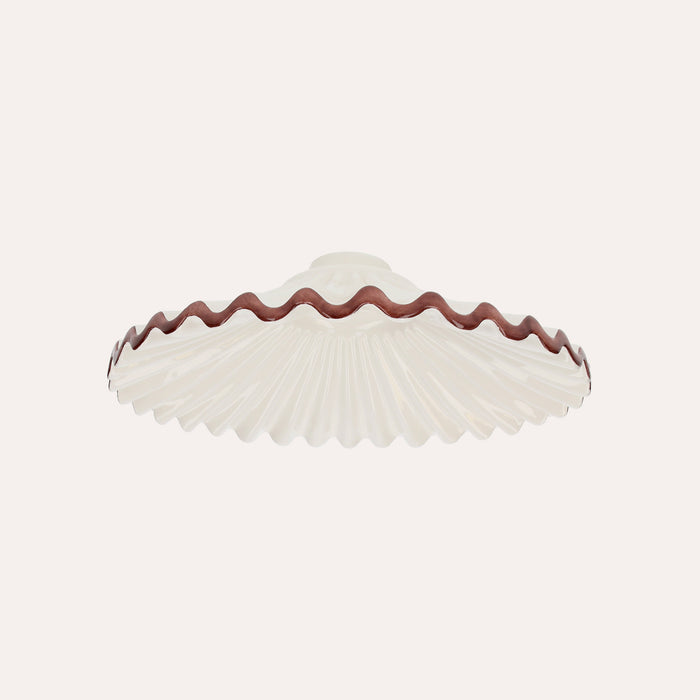 Paralume Rustico Ceramica Bianca con Bordo Marrone 30 cm, made in Italy