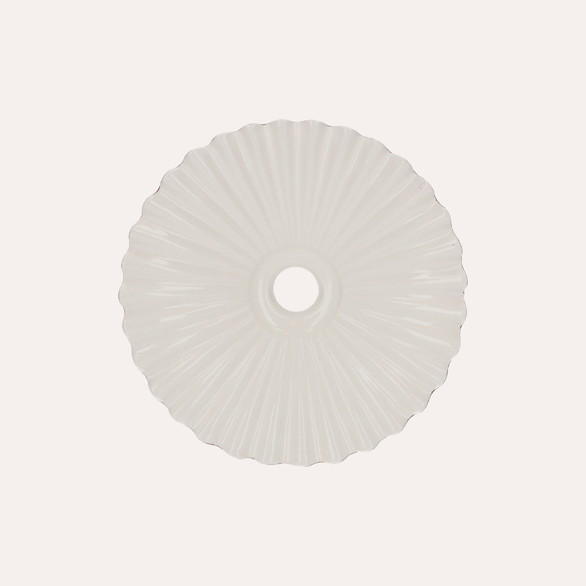 Paralume Rustico Ceramica Bianca con Bordo Marrone 30 cm, made in Italy