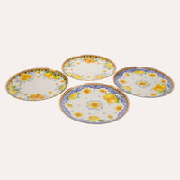 Servizio 4 Piatti in Porcellana Decorata con Limoni e Fiori – Stile Mediterraneo