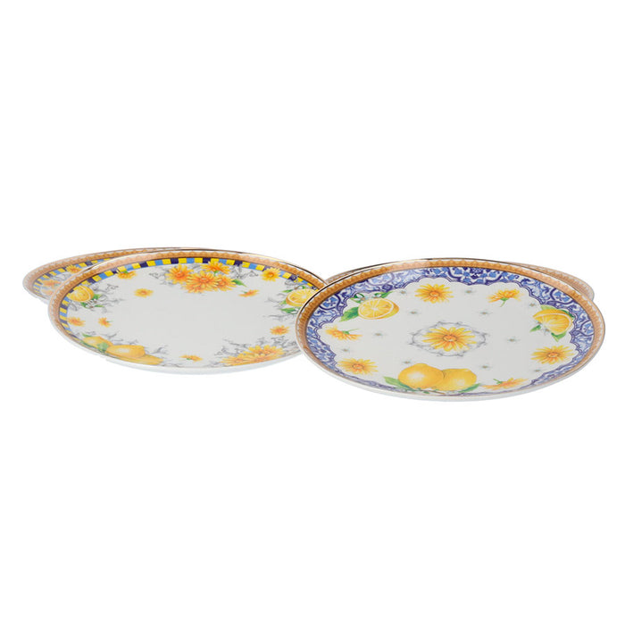 Set di 4 Piatti in Ceramica con Limoni