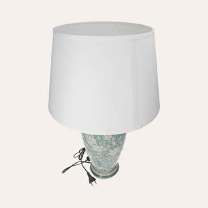 Lampada in Ceramica Verde Acquamarina con Paralume Bianco