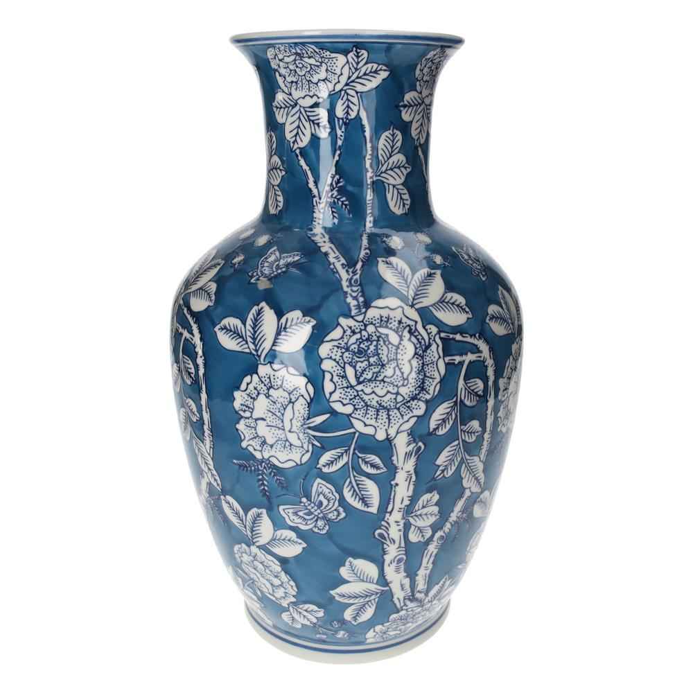 Vaso Elegante in Porcellana con Fiori e Farfalle
