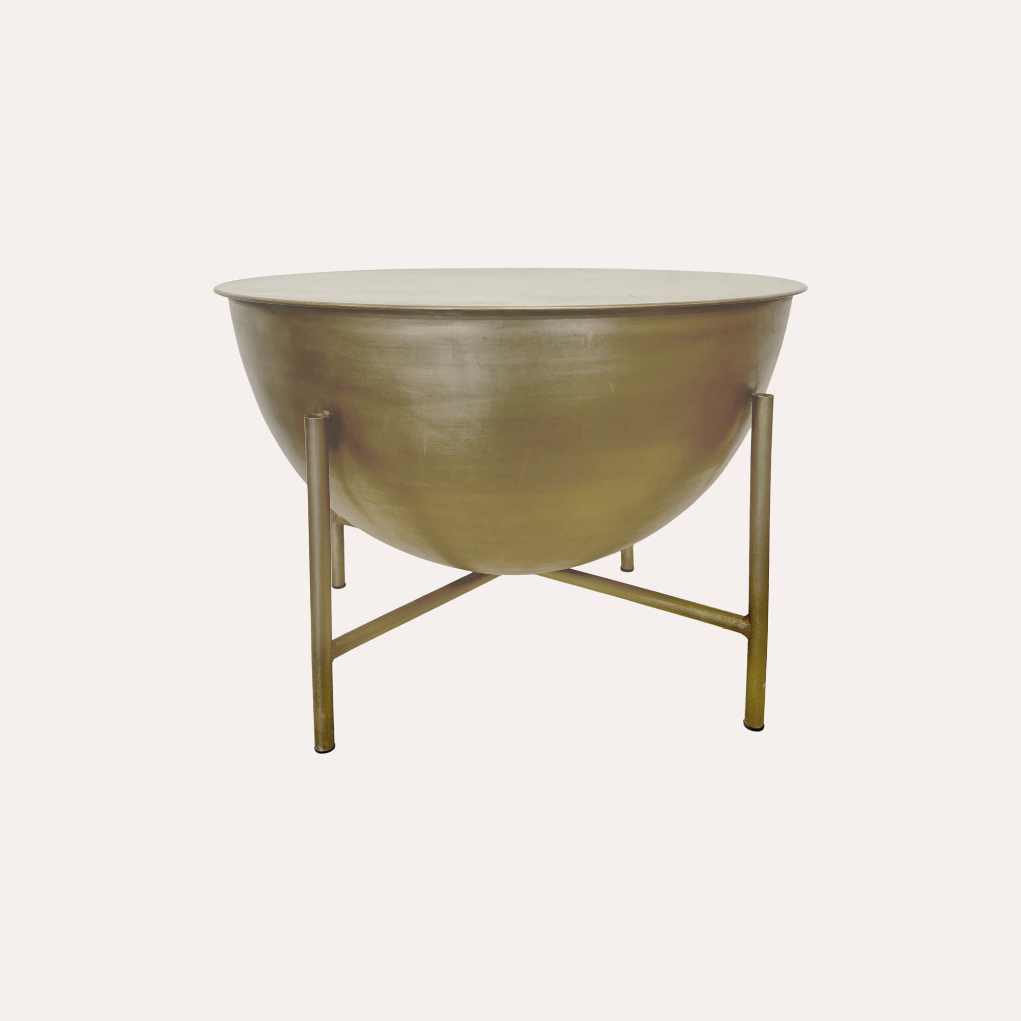 Round Gold Metal Coffee Table with Thin Feet