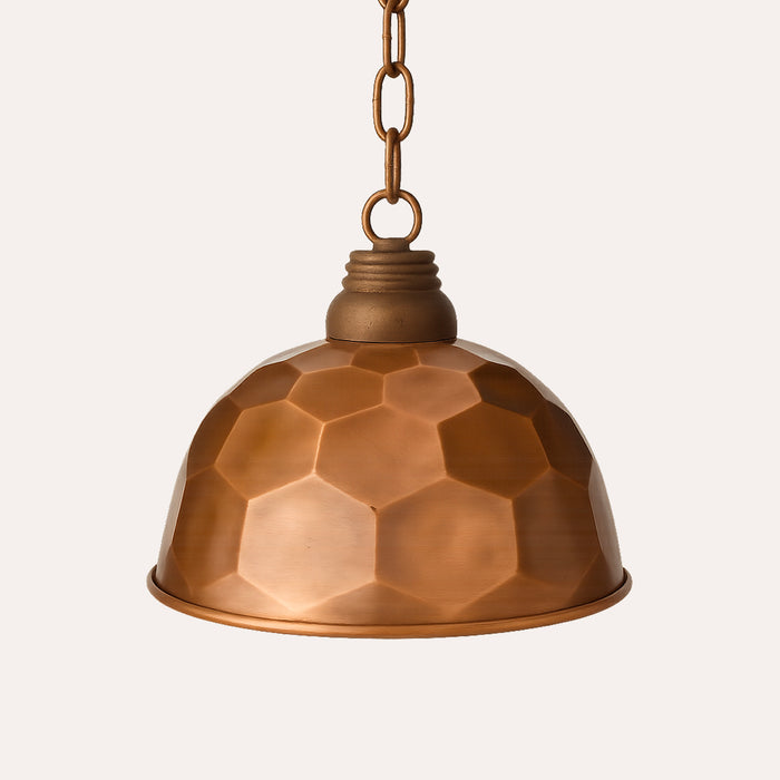 Lampadario in Metallo Rame a Campana con Sfaccettature