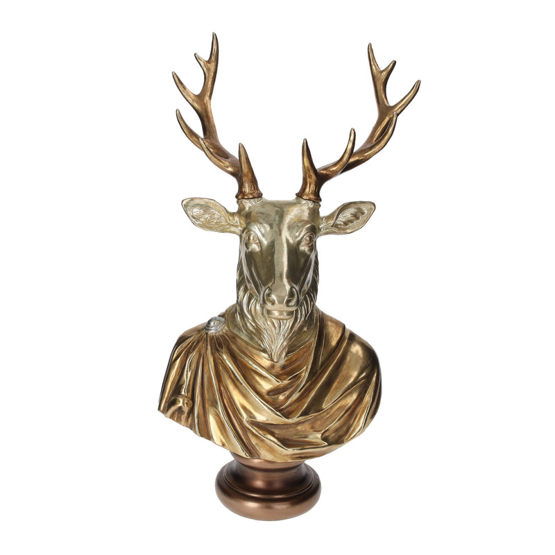 Statua In Oro Testa Di Cervo, Elegante Soprammobile Per Feste
