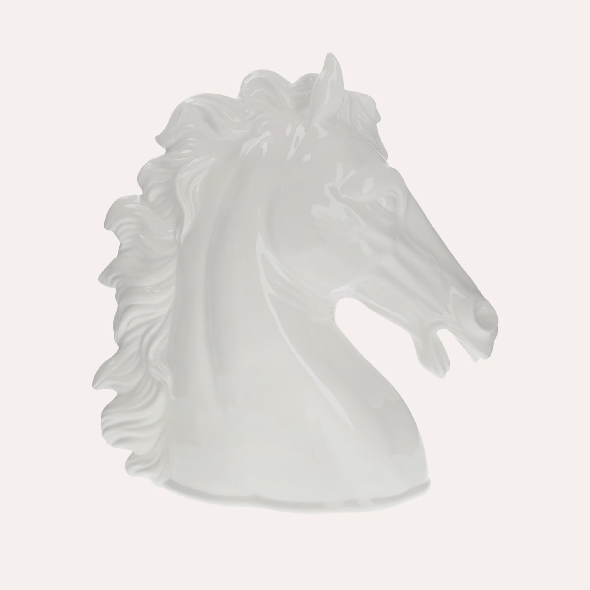 Decorative White Ceramic Horse Head – Artisan Elegance Made in Italy 