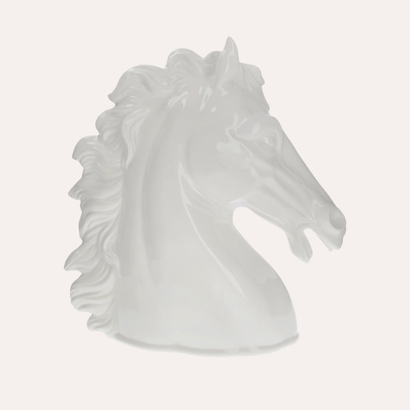 Testa di Cavallo Decorativa in Ceramica Bianca – Eleganza Artigianale Made in Italy