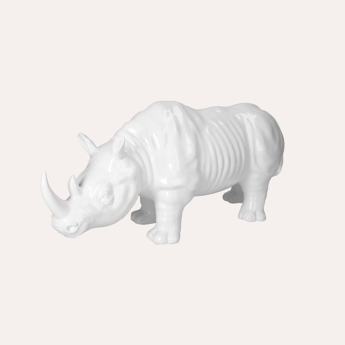 Rinoceronte in Ceramica Bianca Decorato a Mano – Made in Italy
