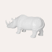 Rinoceronte in Ceramica Bianca Decorato a Mano – Made in Italy