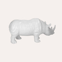 Rinoceronte in Ceramica Bianca Decorato a Mano – Made in Italy