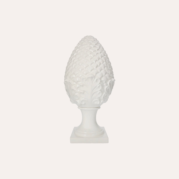 Decorazione a Forma di Pigna in Ceramica Bianca Elegante