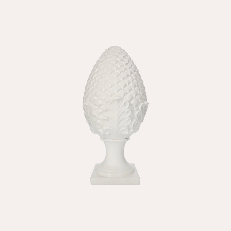 Decorazione a Forma di Pigna in Ceramica Bianca Elegante