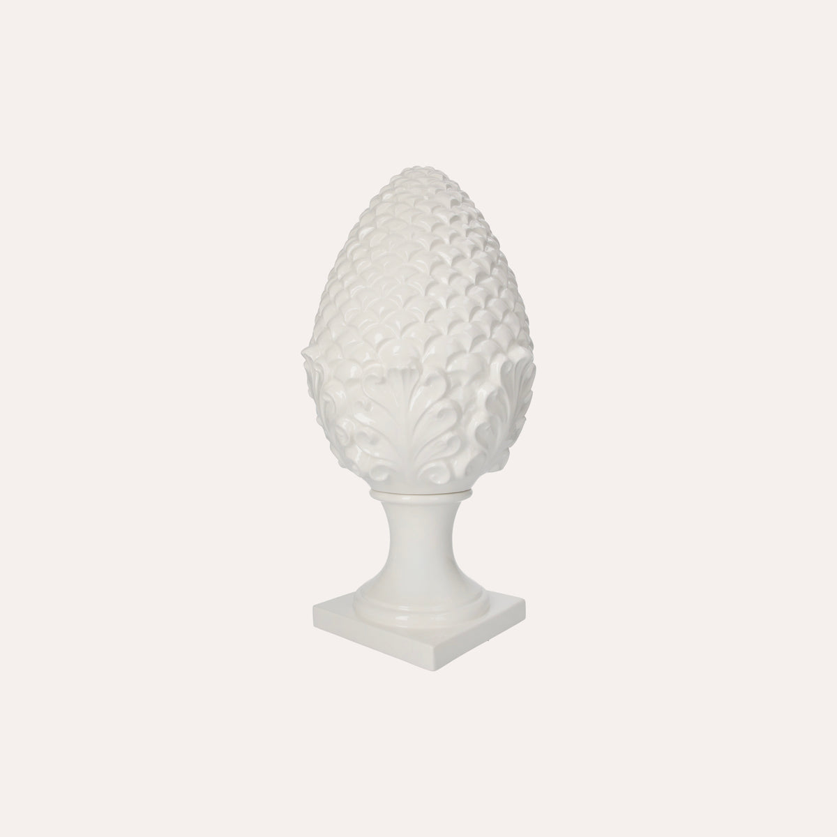 Decorazione a Forma di Pigna in Ceramica Bianca Elegante