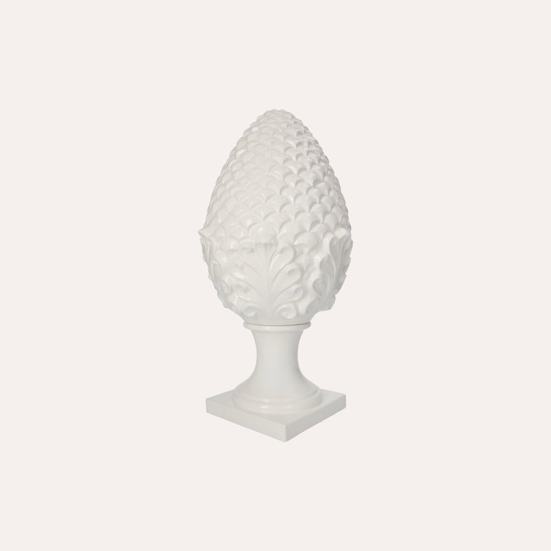 Decorazione a Forma di Pigna in Ceramica Bianca Elegante