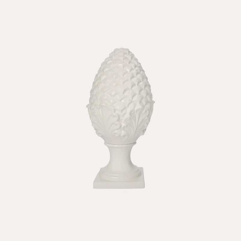 Decorazione a Forma di Pigna in Ceramica Bianca Elegante
