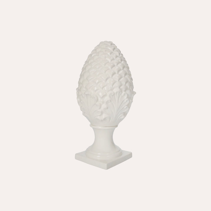 Decorazione a Forma di Pigna in Ceramica Bianca Elegante