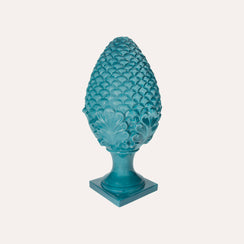 Large Petrol-Colored Ceramic Pine Cone Decoration
