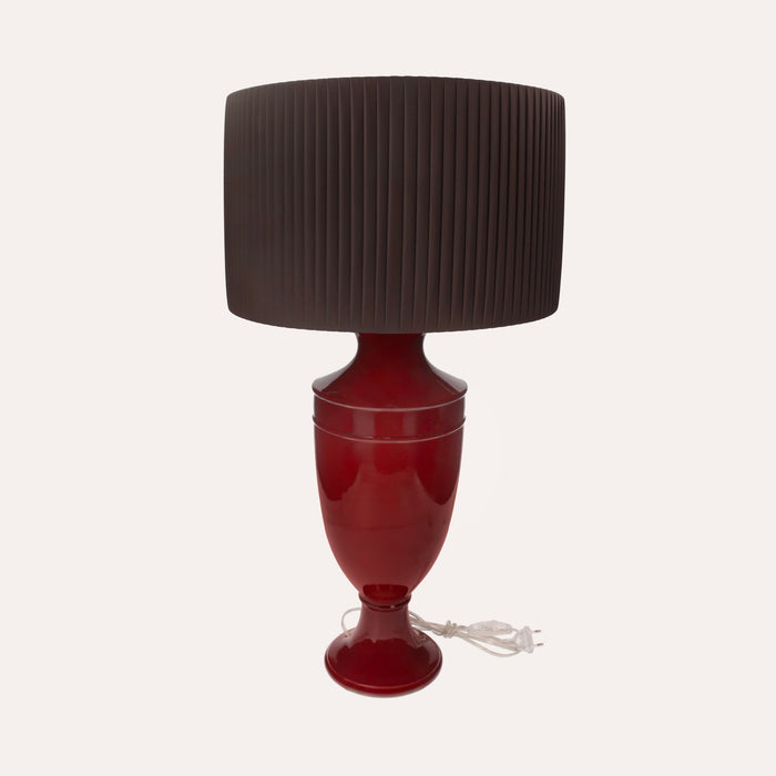 Lampada Decorativa in Ceramica Color Bordeaux da Tavolo - Made in Italy